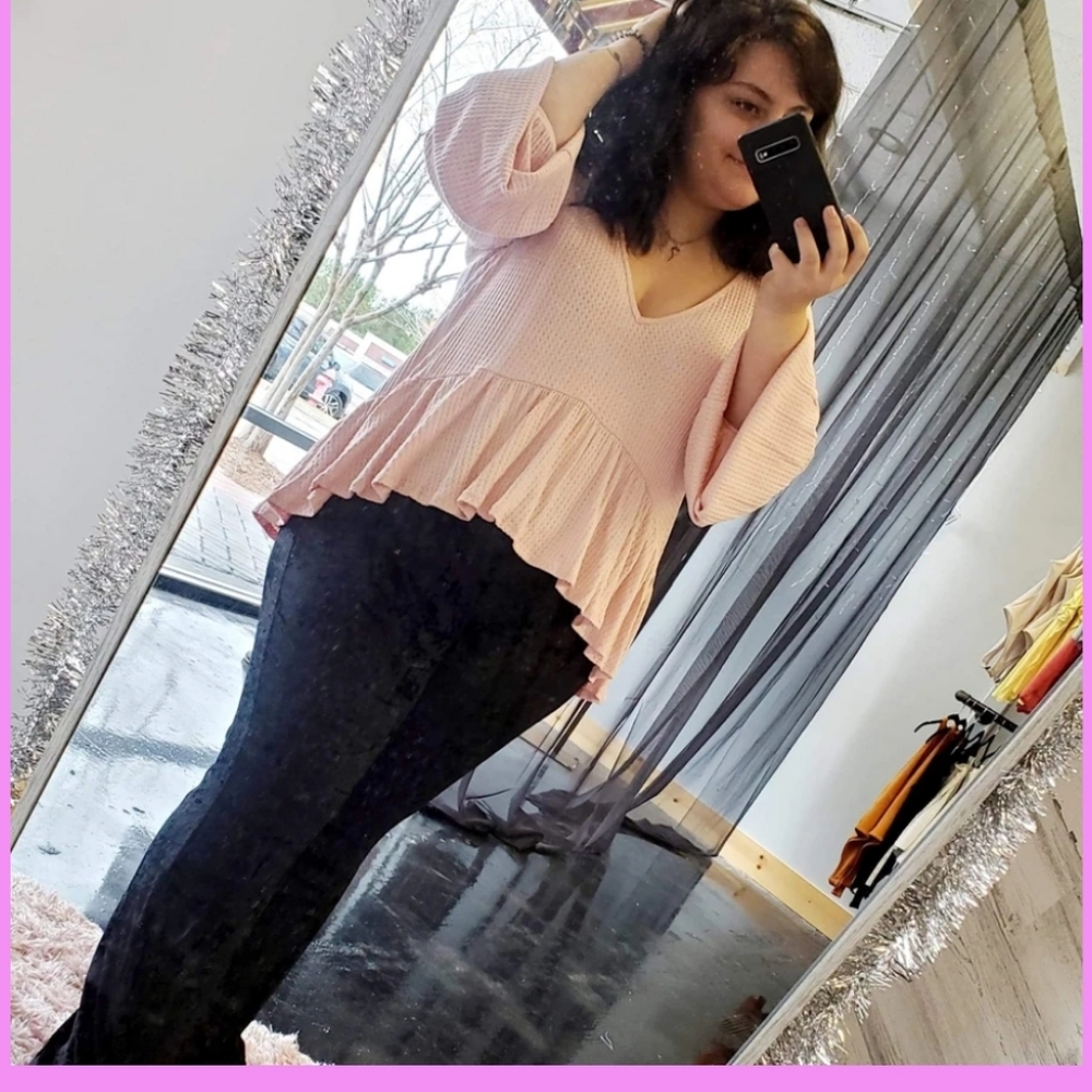 Pink Vneck Top - Picture 2 of 2
